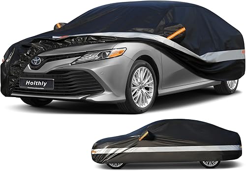Holthly Cubierta de automóvil sedán de 10 capas impermeable para todo tipo de clima, 100 % impermeable para exteriores, protección contra el polvo,