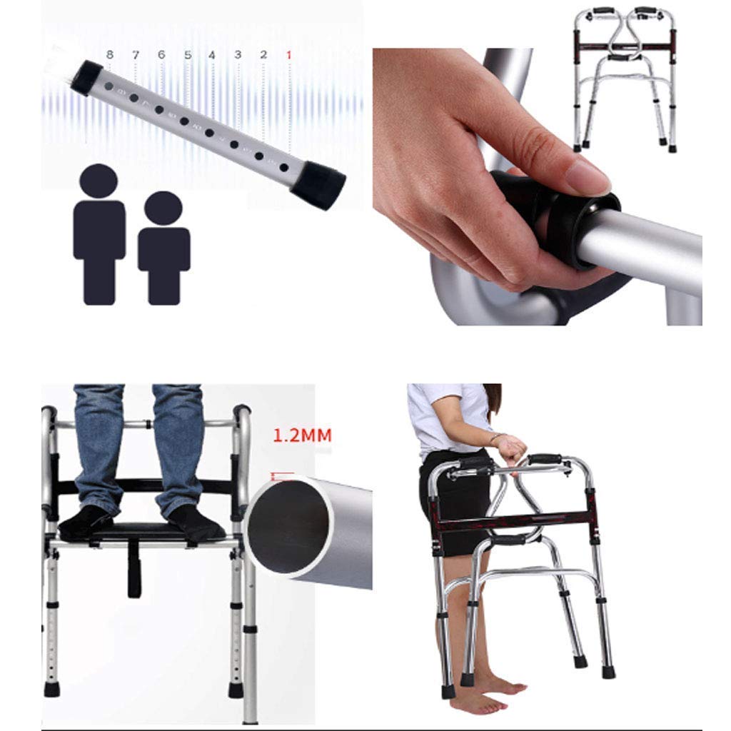 Andador, Andador de rehabilitación de pie plegable con asiento, bastón, marco de pasamanos, andador médico portátil de rehabilitación de pie con altura ajustable Es tan amable de tu parte, sin ruedas