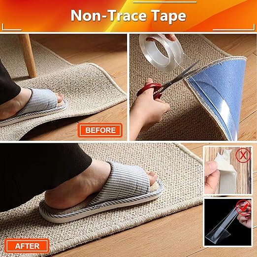Image of SR Double Sided Tape, 3 Meter Removable and Washable Grip Mounting Tape, for Home Office Car Decoration, Fixing Carpets
