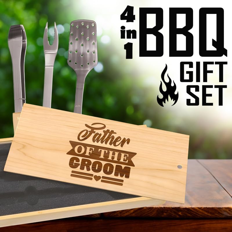 Juego de BBQ Father of the Groom con caja grabada miniatura 6
