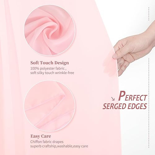 Miniatura 4 de 4 paneles de tela drapeada para arco de boda, cortinas de gasa rosa de 28 x 20 pies, cortina de telón de fondo transparente, decoración de arco de