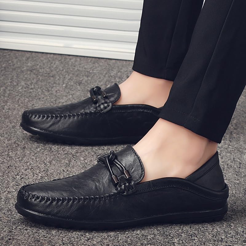 Men's Loafers Shoes Round Toe Vegan Leather Stitching Details Comfortable Lightweight Anti-Slip Classic Slip-ons3