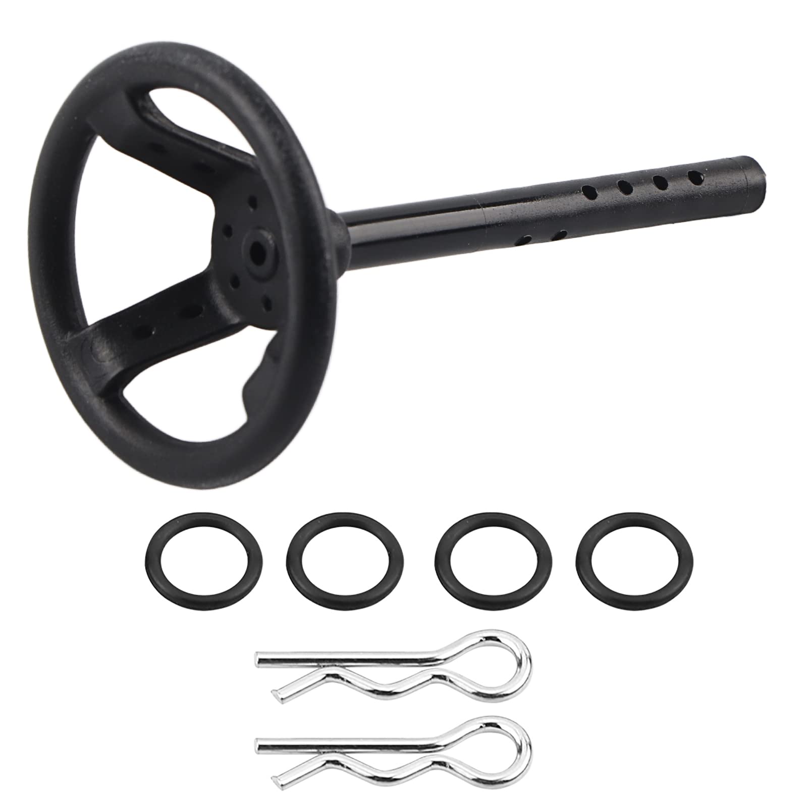 Bediffer 1:10 Scale Black Plastic RC Steering Wheel, Easy to Install and Realistic Appearance for Children's Replacement Accessories