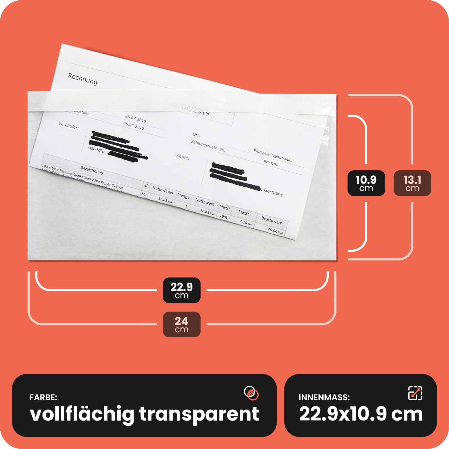 Sobres portadocumentos Netuno 50 DL 239x131mm autoadhesivos transparentes