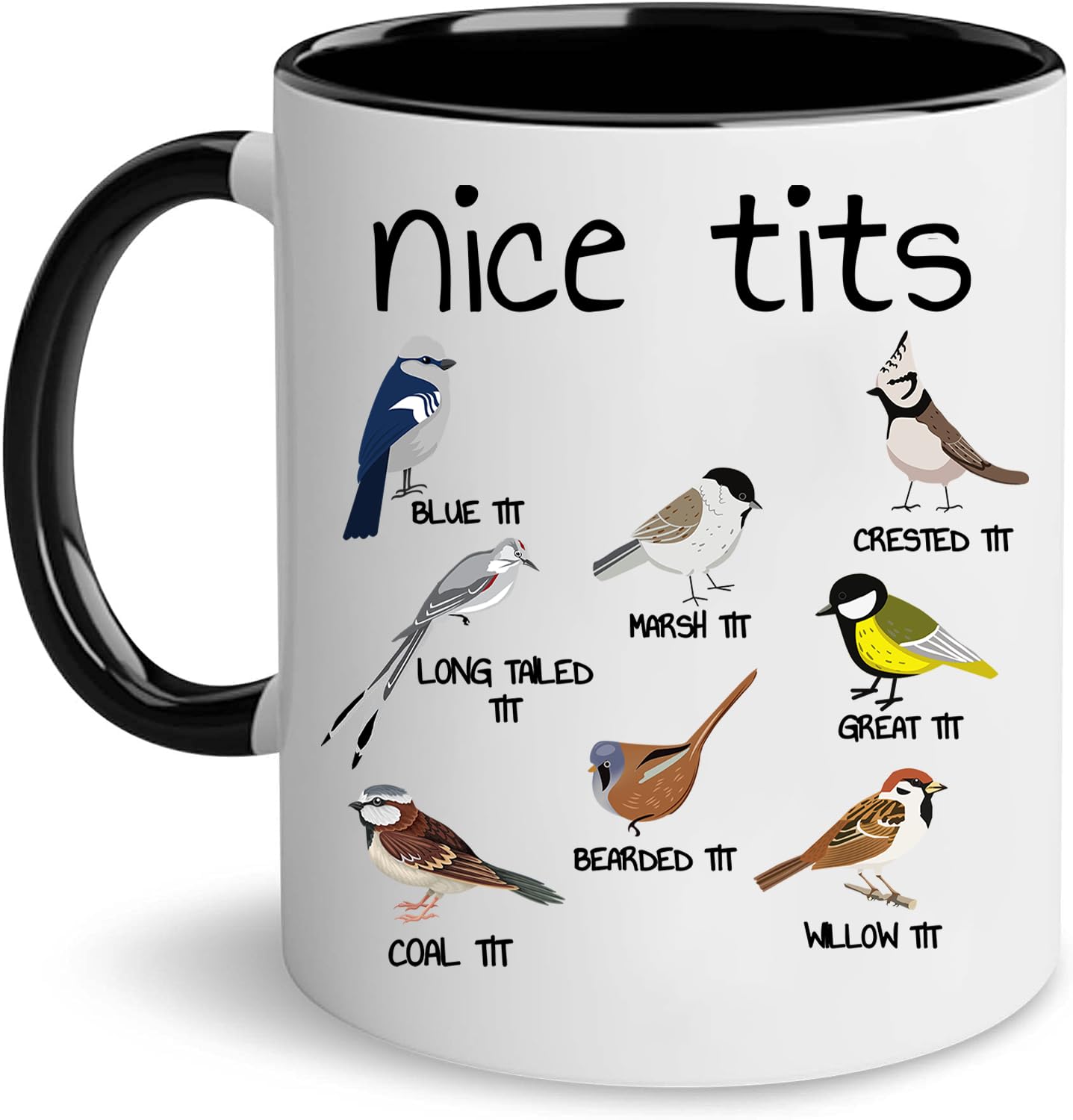 Vivulla68 15oz Nice Tits Coffee Mug - Funny Bird Watching Mug, Birthday Gift for Father & Friends: 11oz Black