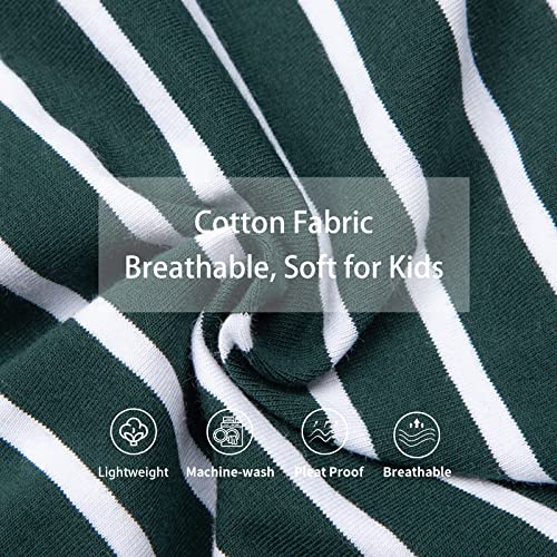 LittleSpring Girls Short Sleeve Striped Crop Tops with Tie Front Knot4