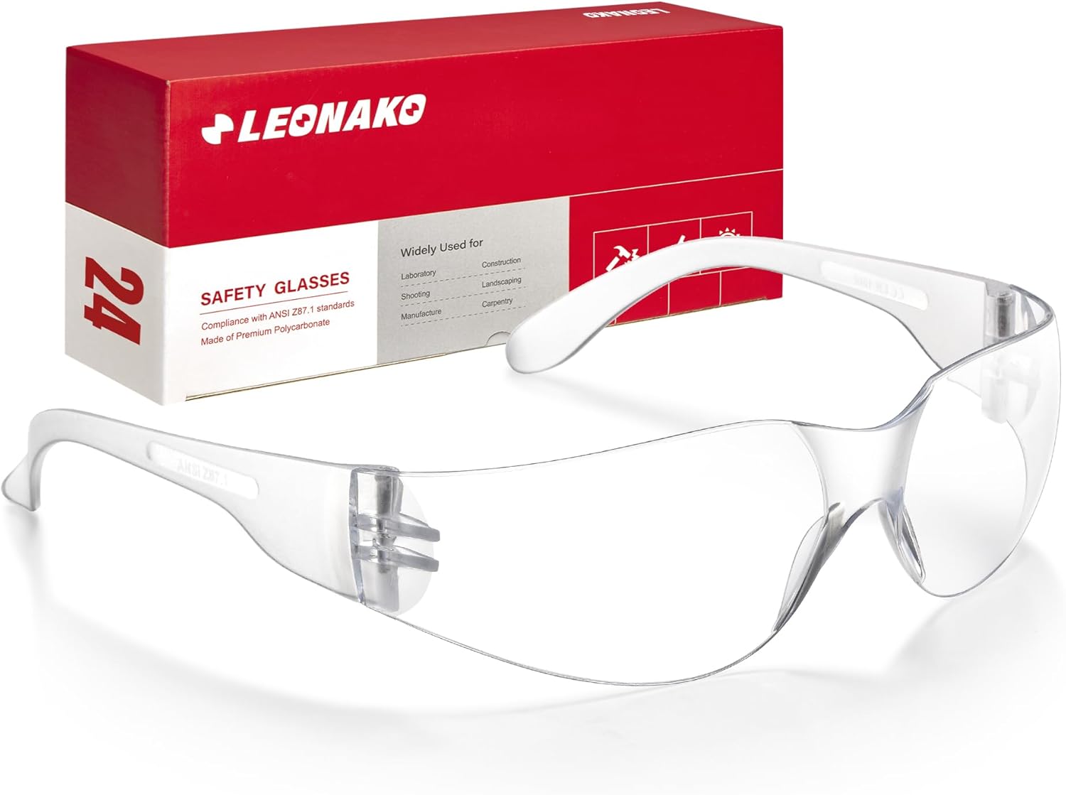 HD Clear Safety Glasses for Men Bulk of 24, Safety Goggles with Polycarbonate ANSI Z87.1 Impact Resistant Lens, Anti Scratch Protective Eyewear