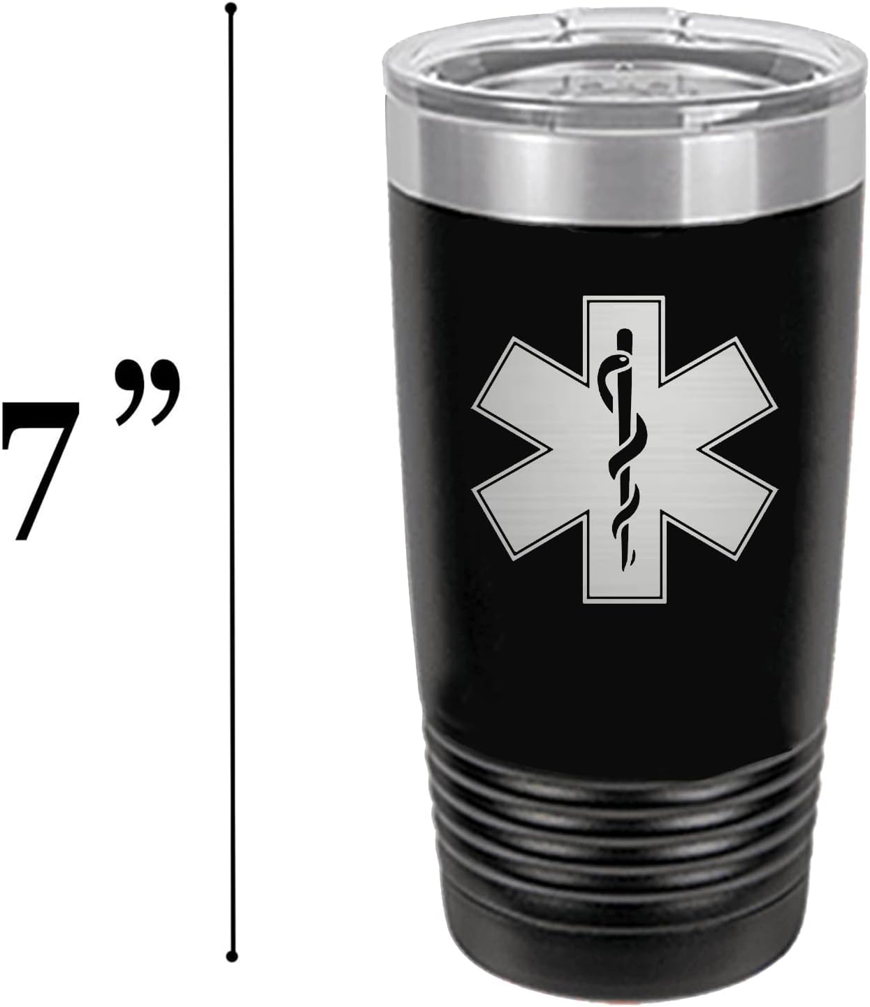 Rogue River Tactical EMT EMS Star of Life 20 Oz. Travel Tumbler Mug Cup w/Lid Paramedic (Black) - Image 5