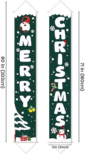 Miniatura 2 de Ivenf Juego de carteles de Navidad para porche, pancartas verdes, decoraciones colgantes de Navidad para el hogar, exterior, interior, pared, puerta