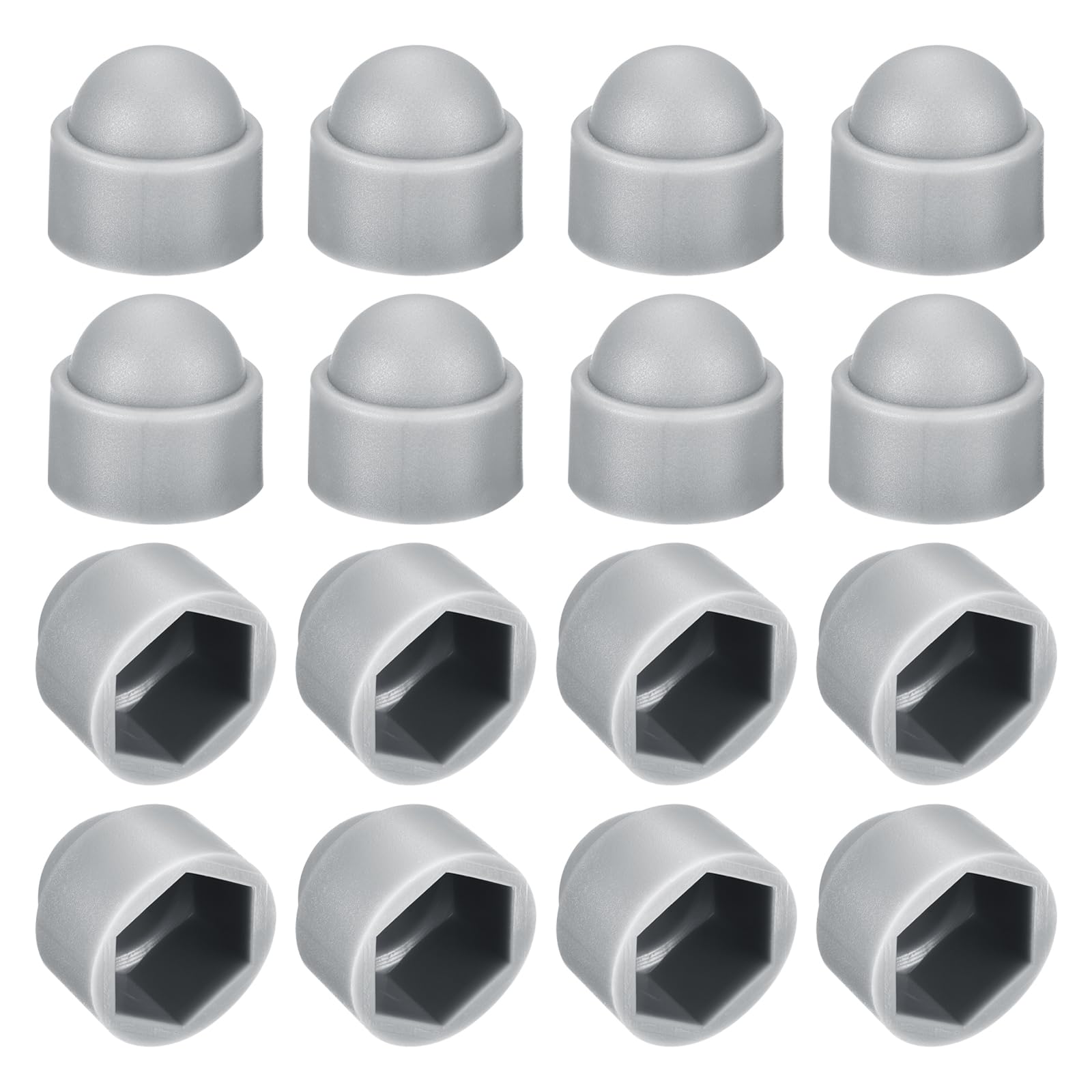 Photo 1 of uxcell 50pcs Hex Nut Cover, M12 Grey Plastic Dome Nut Protection Cap Hex Bolt Nut Covers for Hexagon Screws, Bolts