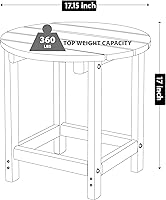 Vista 3 de LZRS Mesa Lateral Redonda Adirondack para Patio Mesa de Esquina, Mesas Laterales para Exteriores para Patio, Jardín, Piscina, Complemento