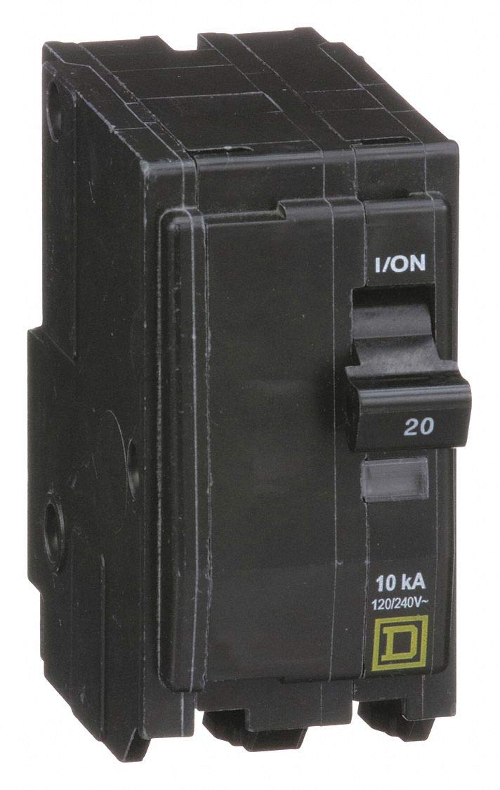 Square D Plug in Circuit Breaker, QO, Number of Poles 2, 20 Amps, 120/240VAC, Standard