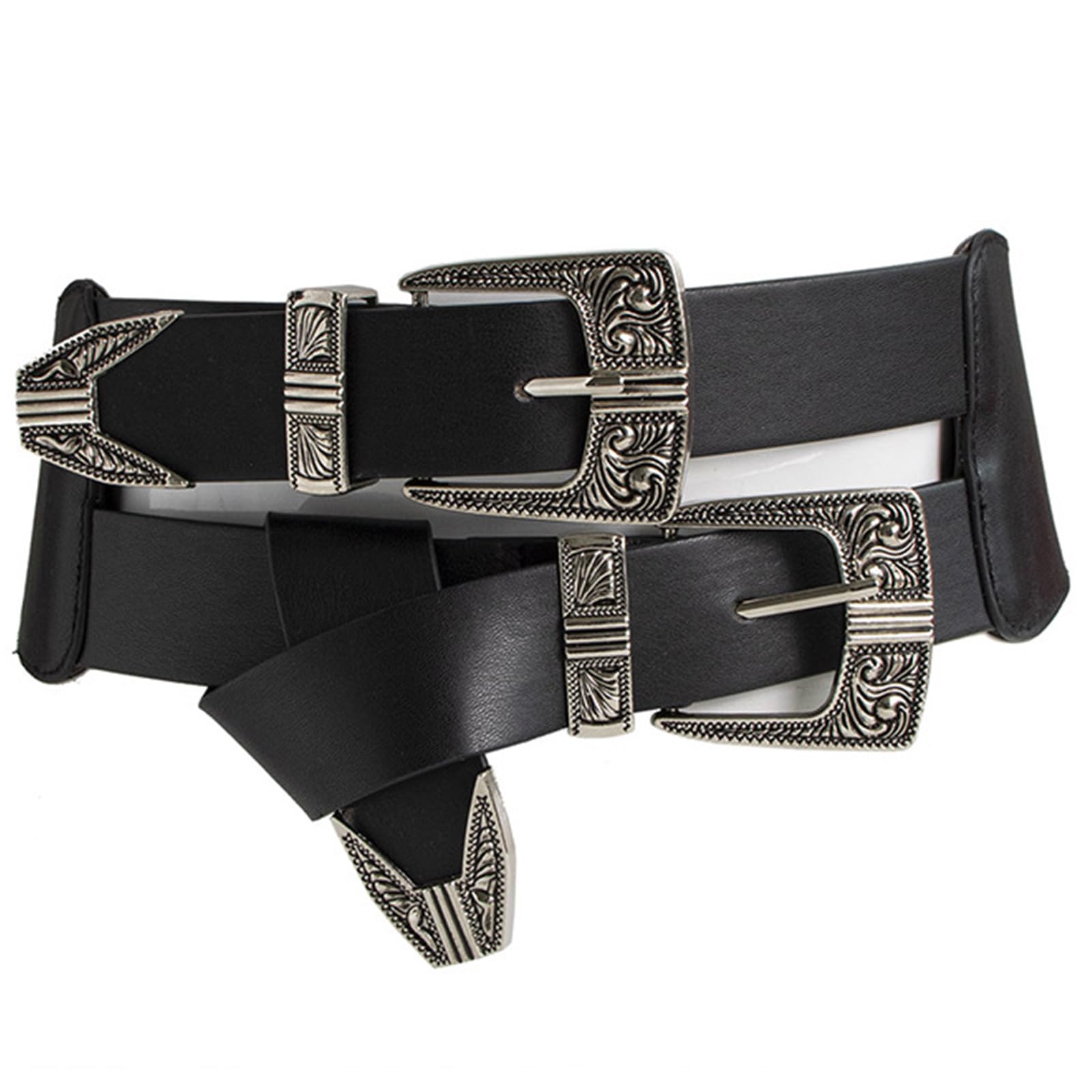 Xinsheinelry Adult Adjustable Length Waist Belt With Unique Embossed Buckle Waistband PU Waist Belts For Rock Fan Wear