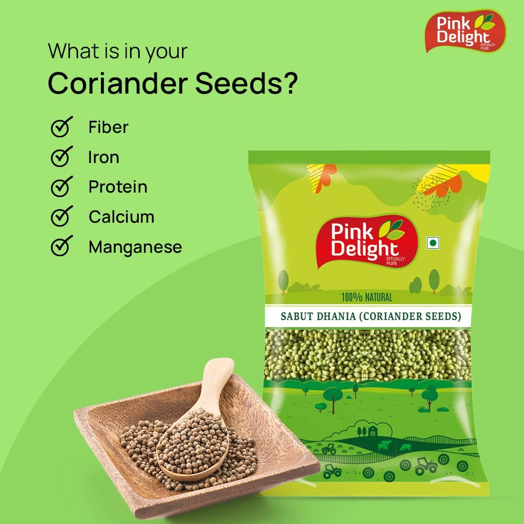 Pink Delight Premium Whole Coriander Seeds | Naturally Green | Dhania Sabut | Indian Masala and Spices | 500gm Pack - Image 4 thumbnail