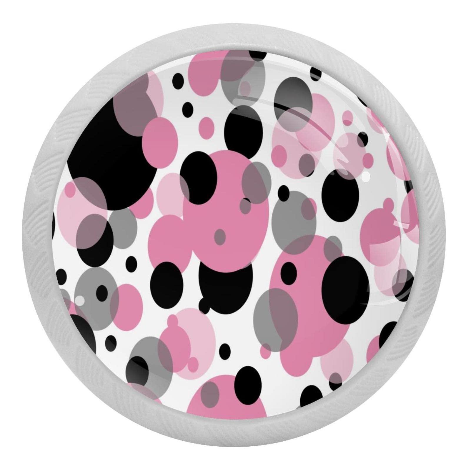 Boutons fluorescents pour commode tiroir armoire de cuisine poignée meuble pois noir rose x4