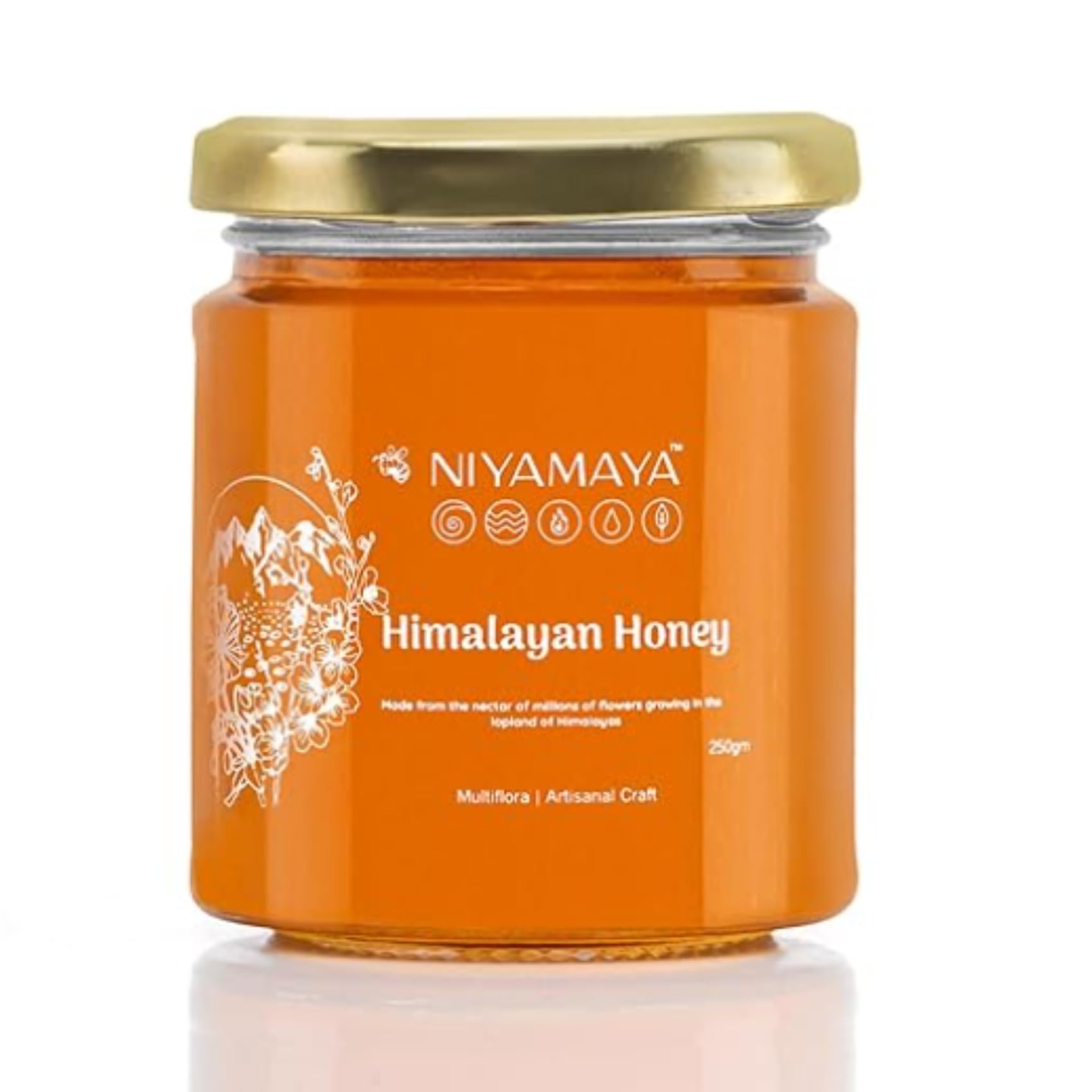 NIYAMAYA Pure Himalayan Honey 250 gm | 100% Pure Natural Raw Honey Unpasteurized & Unprocessed No Added Sugar Multi Flora Himalayan Honey Organic Honey in Fresh