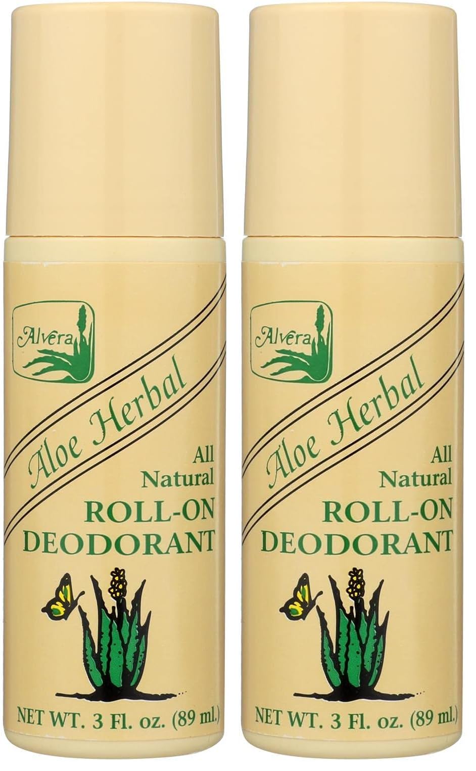 AlveraAll Natural Roll-On Deodorant, Aloe Herbal, 3 Fluid Ounce (Pack of 2)