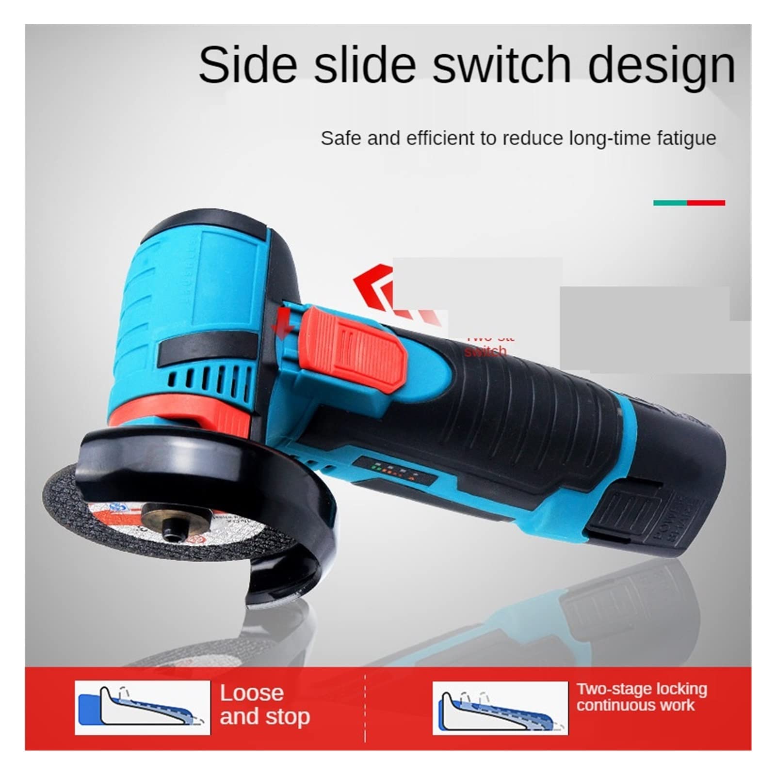 Amoladora angular sin escobillas, herramienta eléctrica de corte de diamante, máquina pulidora de amoladora angular, dos baterías de 12 V 2600 mAh Maquinaria y Accesorios
