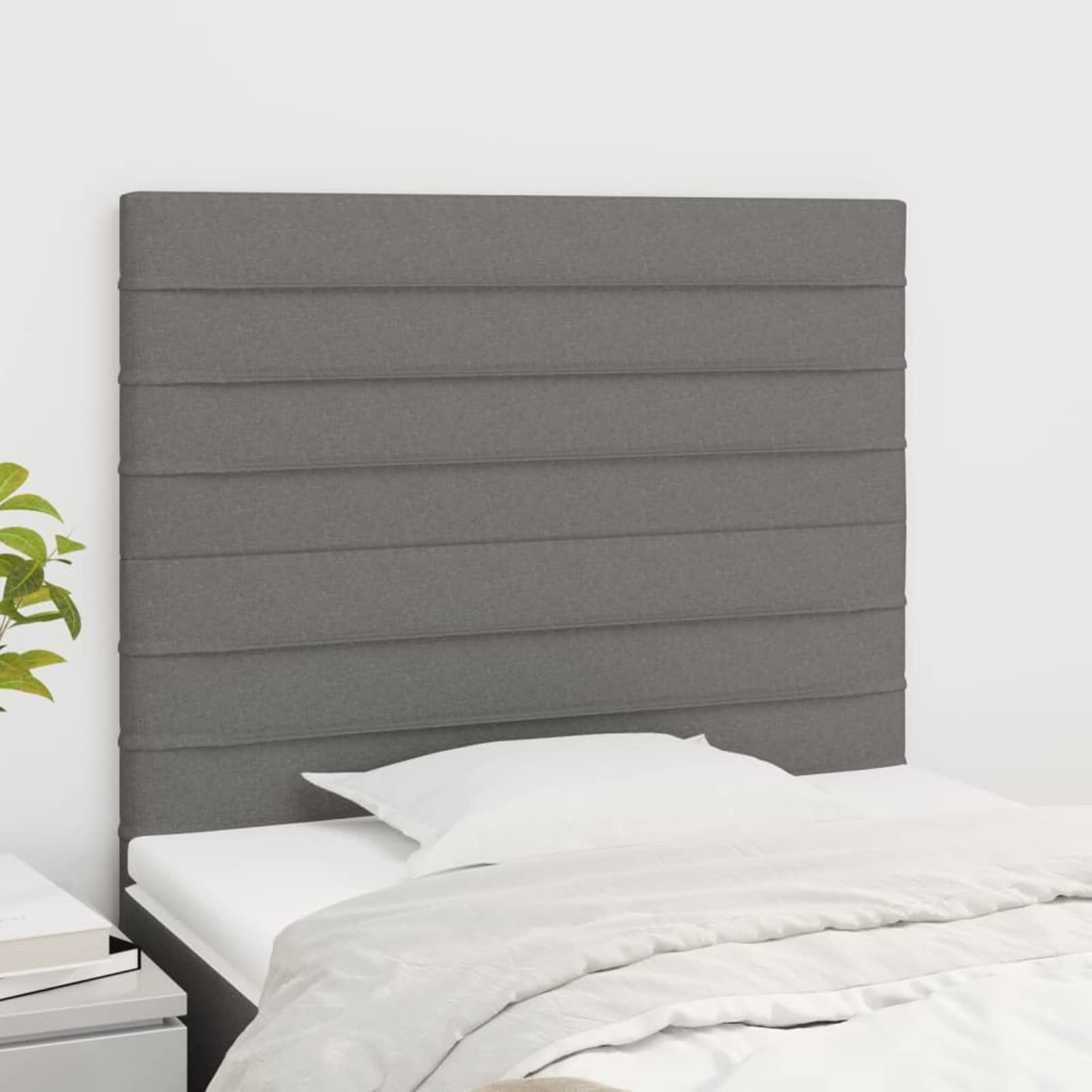 Cabeceros 2 Unidades, Cabezal De Cama, Cabezales Dormitorios Modernos, Cabecera para Cama, Cama Cabeza, de Tela Gris Oscuro 100x5x78/88 cm