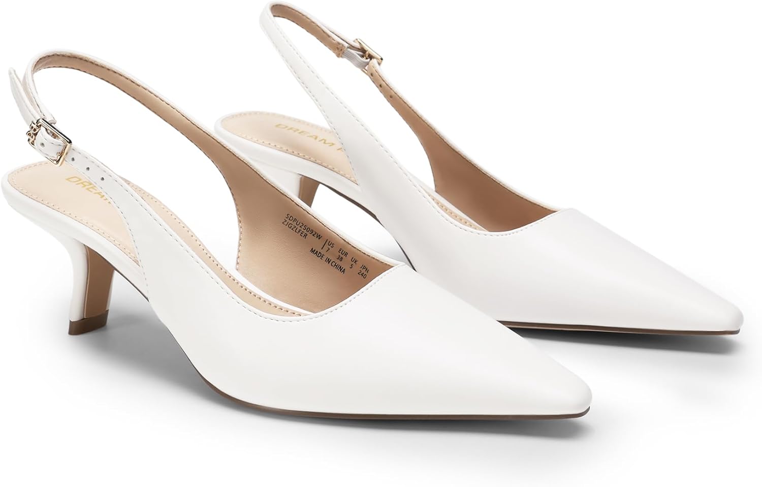 DREAM PAIRS Women's Slingback Kitten Heels - 2.36 Inch Low Heel Pointed Toe Pumps, Comfortable Closed Toe Dress Shoes for Office Work, Classic Holiday Heels