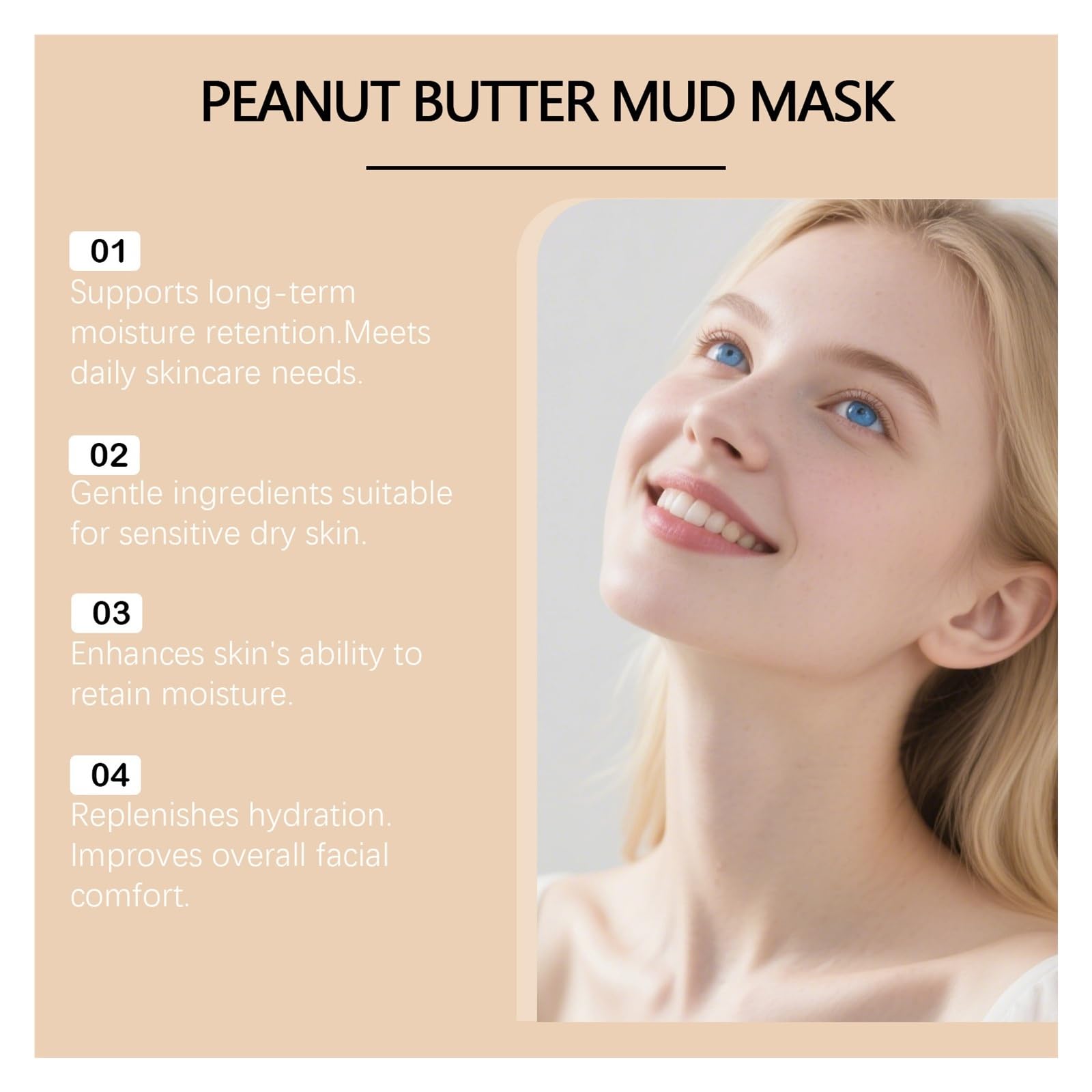 Maschera di fango idratante e nutriente alle arachidi, 100 g | Deterge il viso, affina i pori e lascia la pelle idratata(2pcs)