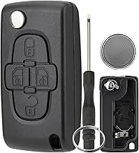 Car Key Remote Control Replacement Case 4 Button for Peugeot 807 1007 for Citroen C8 for Fiat Ulysse Car Key Shell with Screwdriver and Key Ring with CR1620 Battery VA2 Blades CE0536