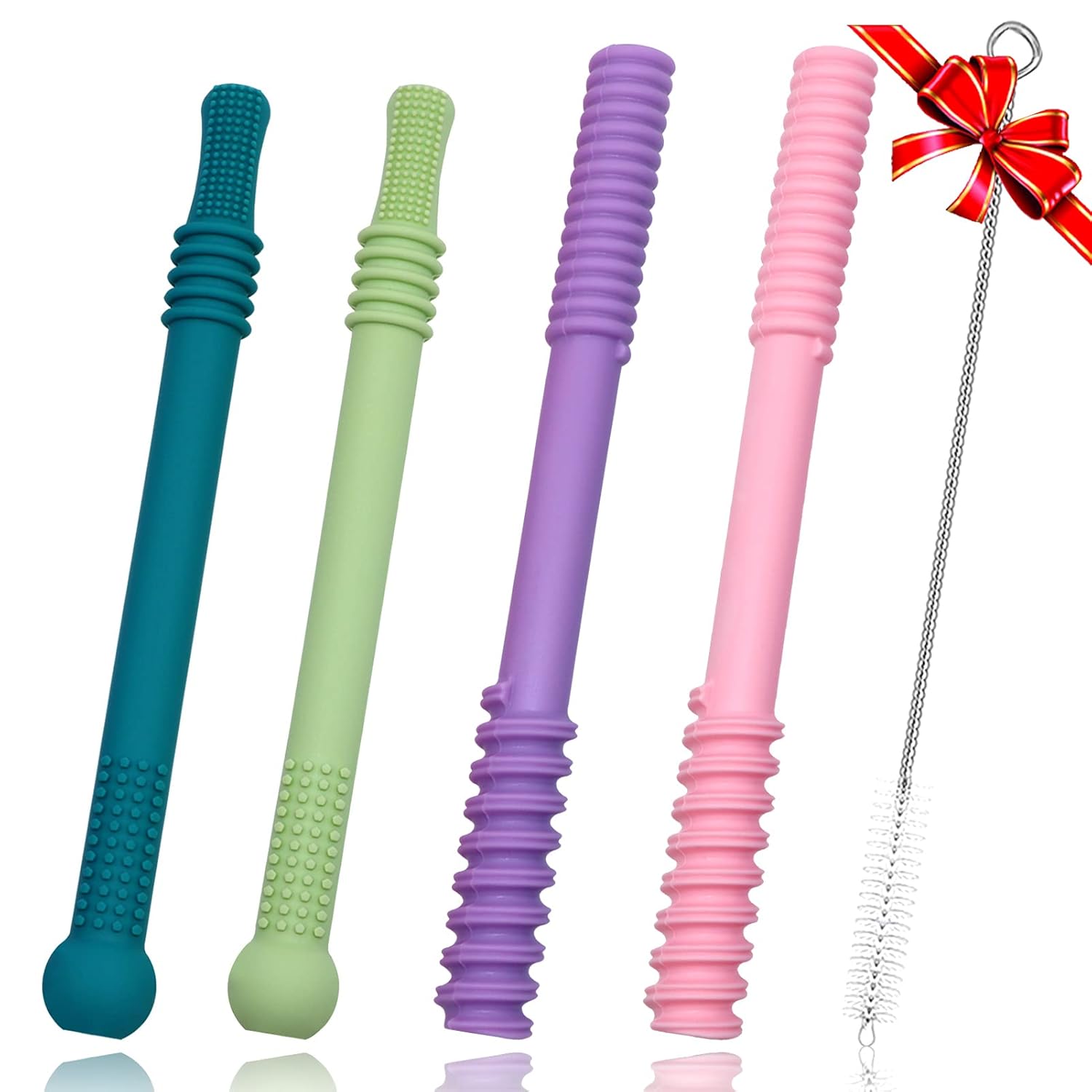 Teether Tubes for Babies 6 12 18 Months, 4 Pack Hollow