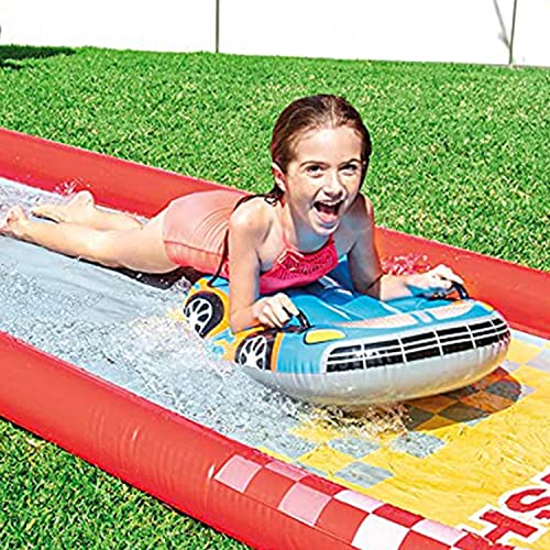 Image of Intex 57167EP 18.5 Foot Long Inflatable Racing Fun Water Slide Track with 2 Surf Car Riders and Built-in Sprayer for Ages 6 and Up