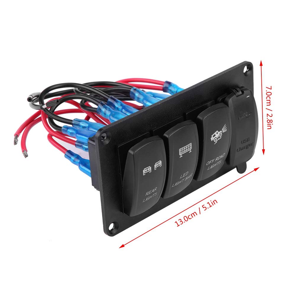 Interruptor de luz dual, interruptor de luz dual 12 / 24V 3 interruptores + LUCES TRASERAS/BARRA DE LUZ LED/LUCES DE CARRETERA 3.4A Cargador de coche