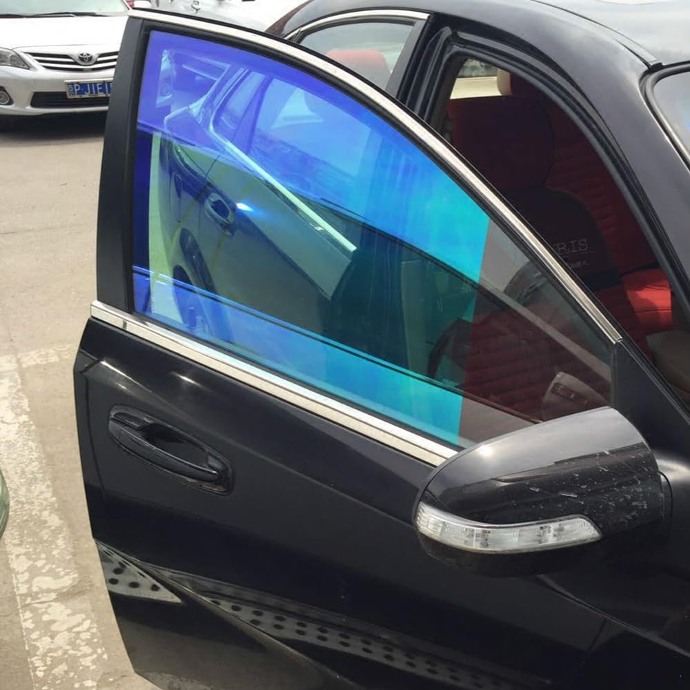 Alvorox Blue 67% Vlt Chameleon Tinted Window Film For Car Side Window, Colour Change Sun Protection Glass Film Car (20"X118")