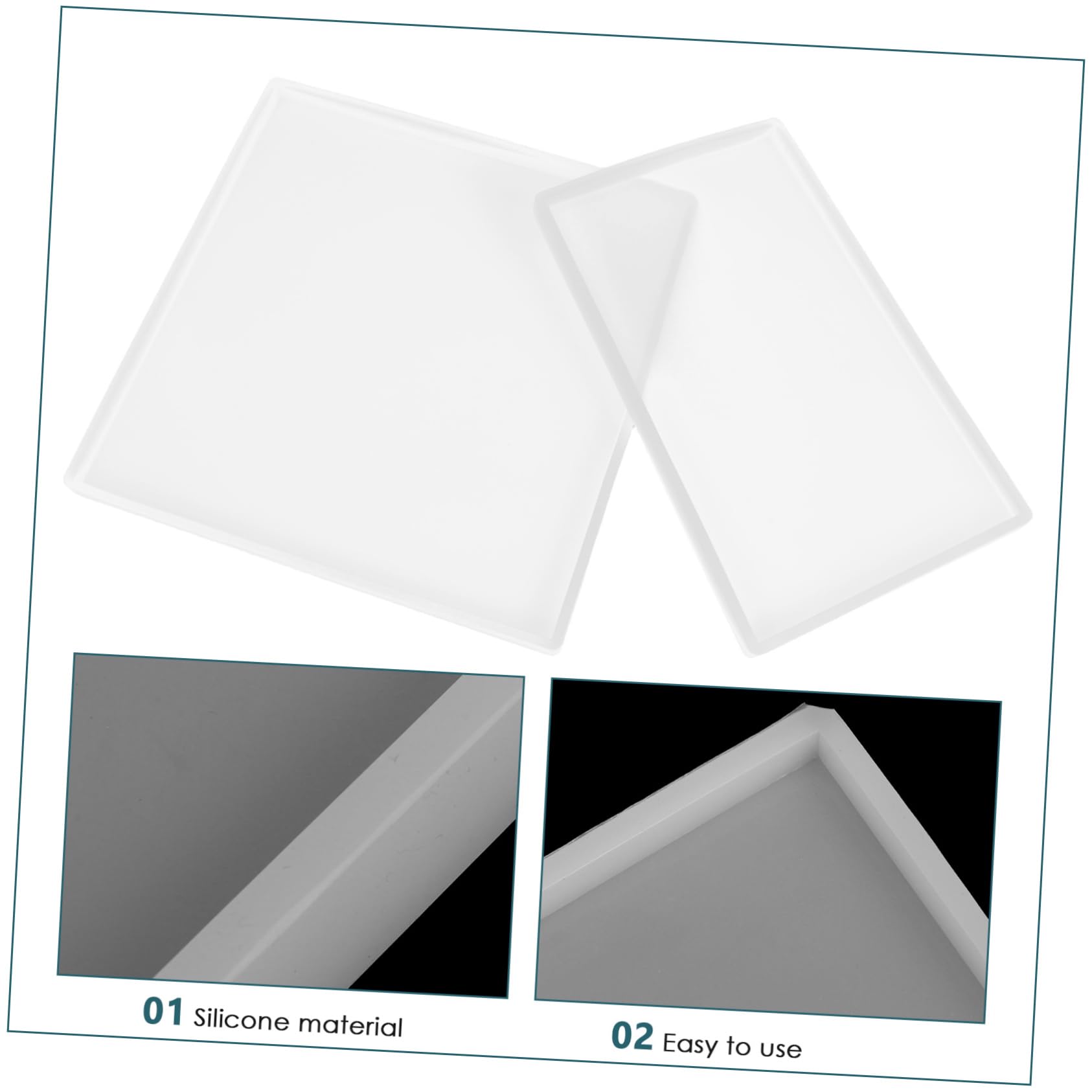 HOMSFOU 2stücke Silikon-formentablett für Harzbastelarbeiten Wiederverwendbare Diy-formen Ovale und Rechteckige Tablettformen zur Herstellung von Tabletts und Untersetzern