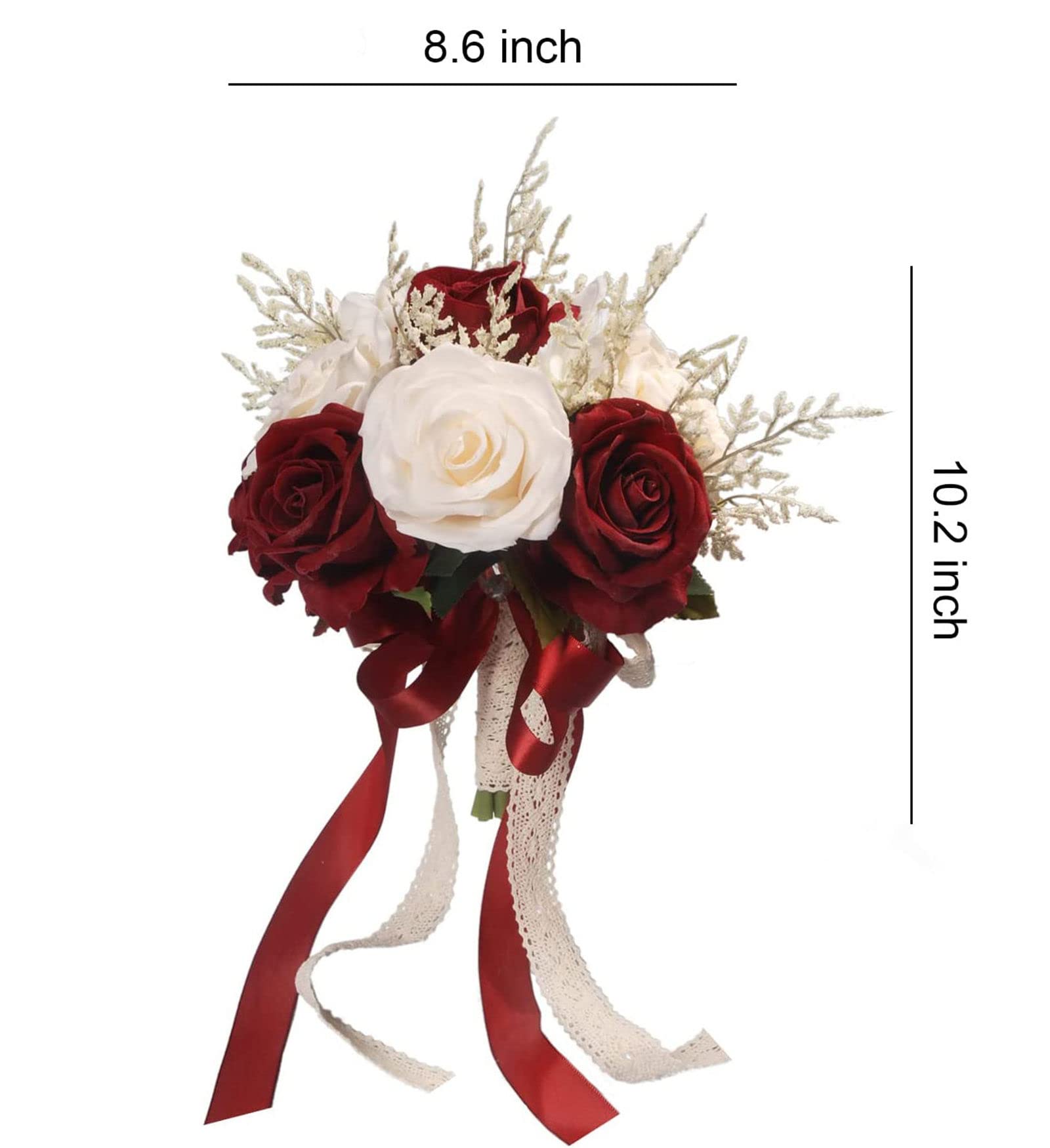 Bouquets De Mariage Champagne Blanc Rose Bordeaux Fleurs Artificielles Mariée Décoration Maison Église