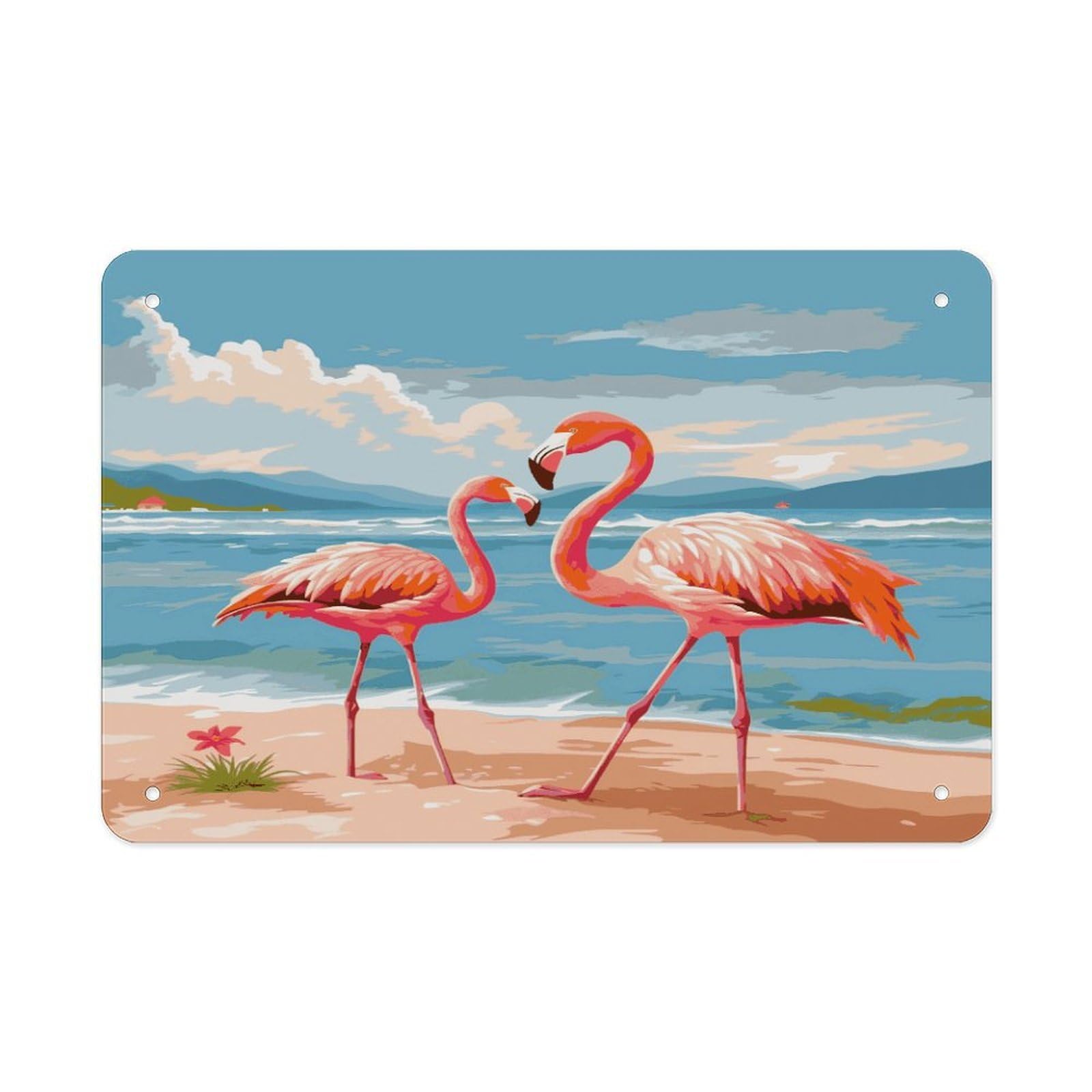 Fodpand Style Flamingo Beach Wall Art Metal Signs Tin Sign