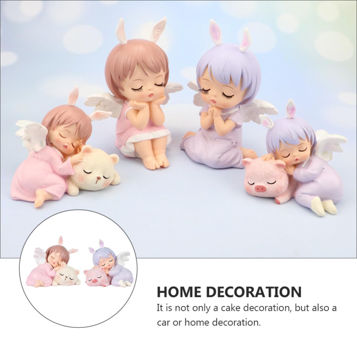 BESPORTBLE 6 Pezzi Decorazione Torta Angelo Bambina in Resina per Tavoli e | Stile Creativo e Adorabile, Figura Cartone per Cameretta, Accessorio Casa, un Pezzo