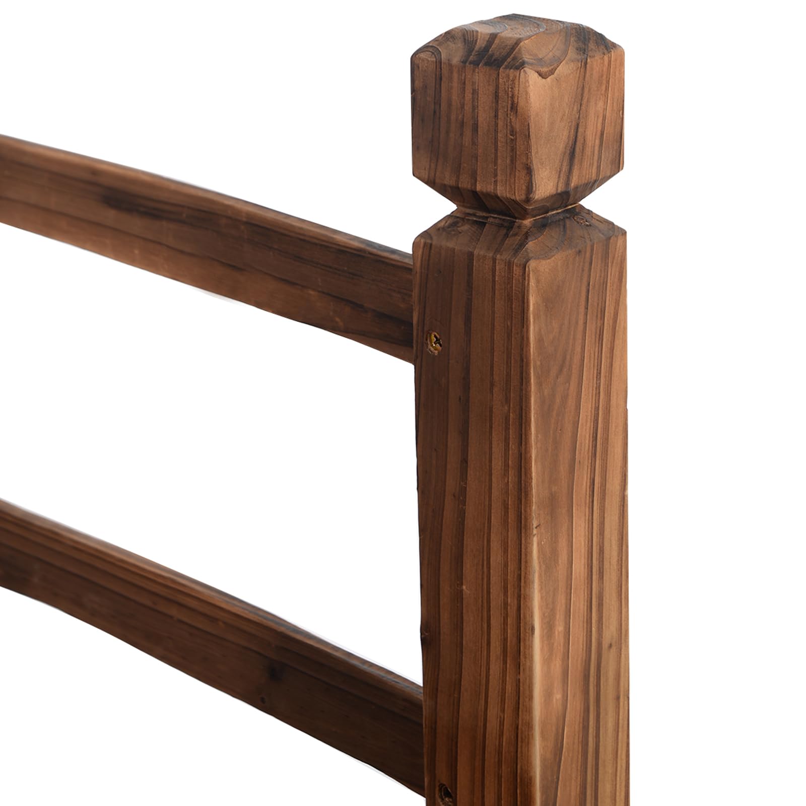 COSTWAY Puente de Jardín Madera para Estanque Jardín Hogar Decorativo con Barandilla 150x67x55 cm (Marrón)