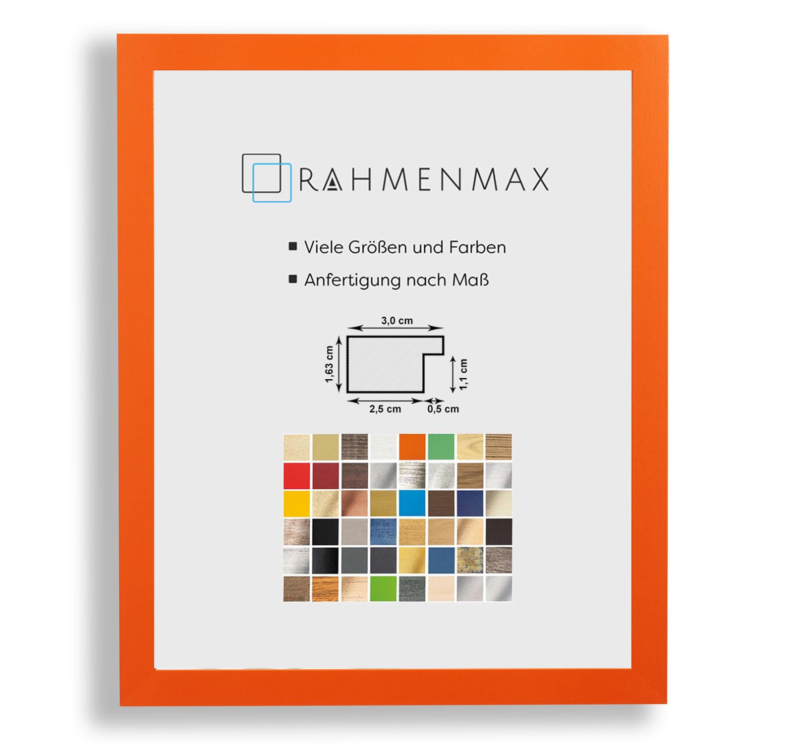 Morena MDF Rahmen für Bild 74x87cm Orange schlicht mit Acrylglas | zum Aufhängen Hoch- und Querformat/Maßanfertigung möglich/Puzzle Rahmen/mit 1mm klarem Acrylglas