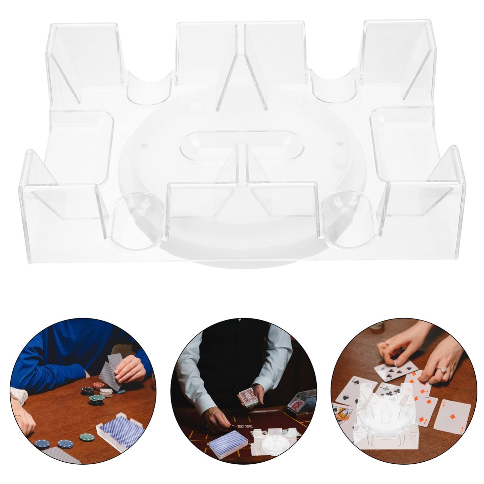 VANZACK Rotary Playing Card Holder Plastic Stand for Easy Access for Home Office and Game Nights Design for Decks Space Saving Storage