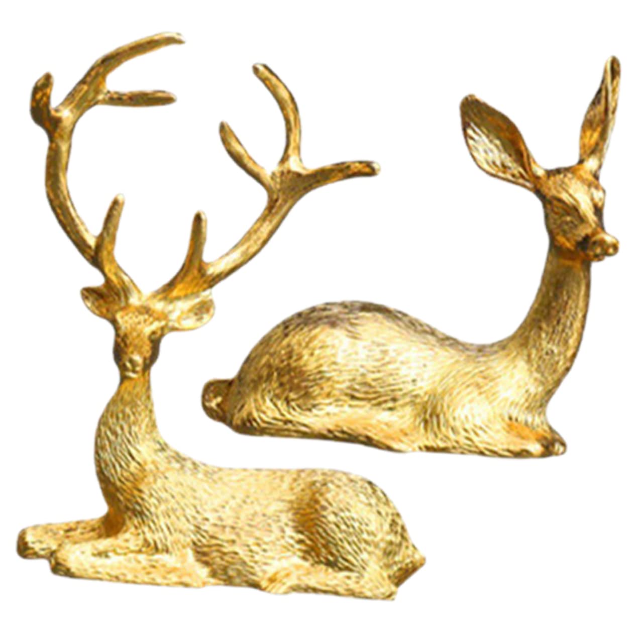 RORPOIR 2pcs Deer Statues Christmas Shelf Decor Reindeer Christmas Decoration Home Accessories Reindeer Figurine Farm Animal Statues Table Decorations for Living Room Light Luxury Metal