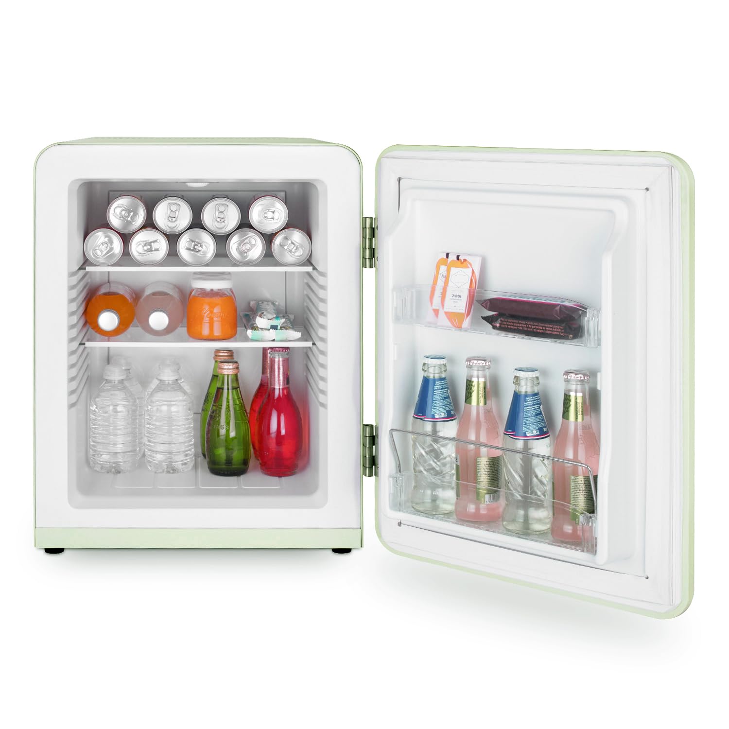 SWEISS Retro-Minikühlschrank WEISS7, Vintage, 31 l, kompakt, für Lebensmittel, Getränke, Kosmetik, Temperatur einstellbar 6°-15°C, 24dB, verstellbare Standfüße, Grün