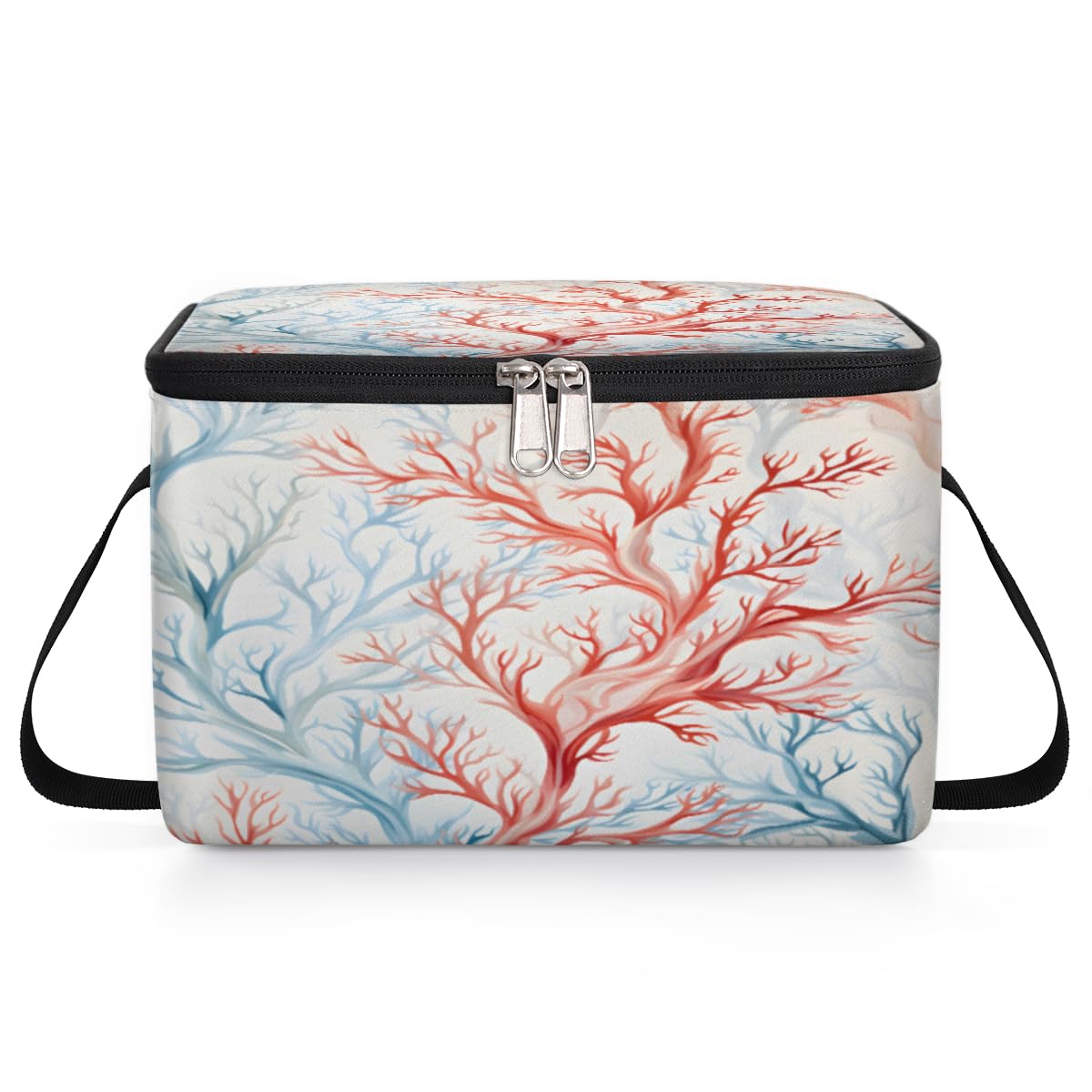 GzLeyigou Ocean Coral Lunch Bags for Women Men 9 Cans, Hot & Cold Food Delivery Bag Insulated Grocery Bag Insulated Lunch Box Blue Red Corals Cooler Bag for Office Work Picnic Beach