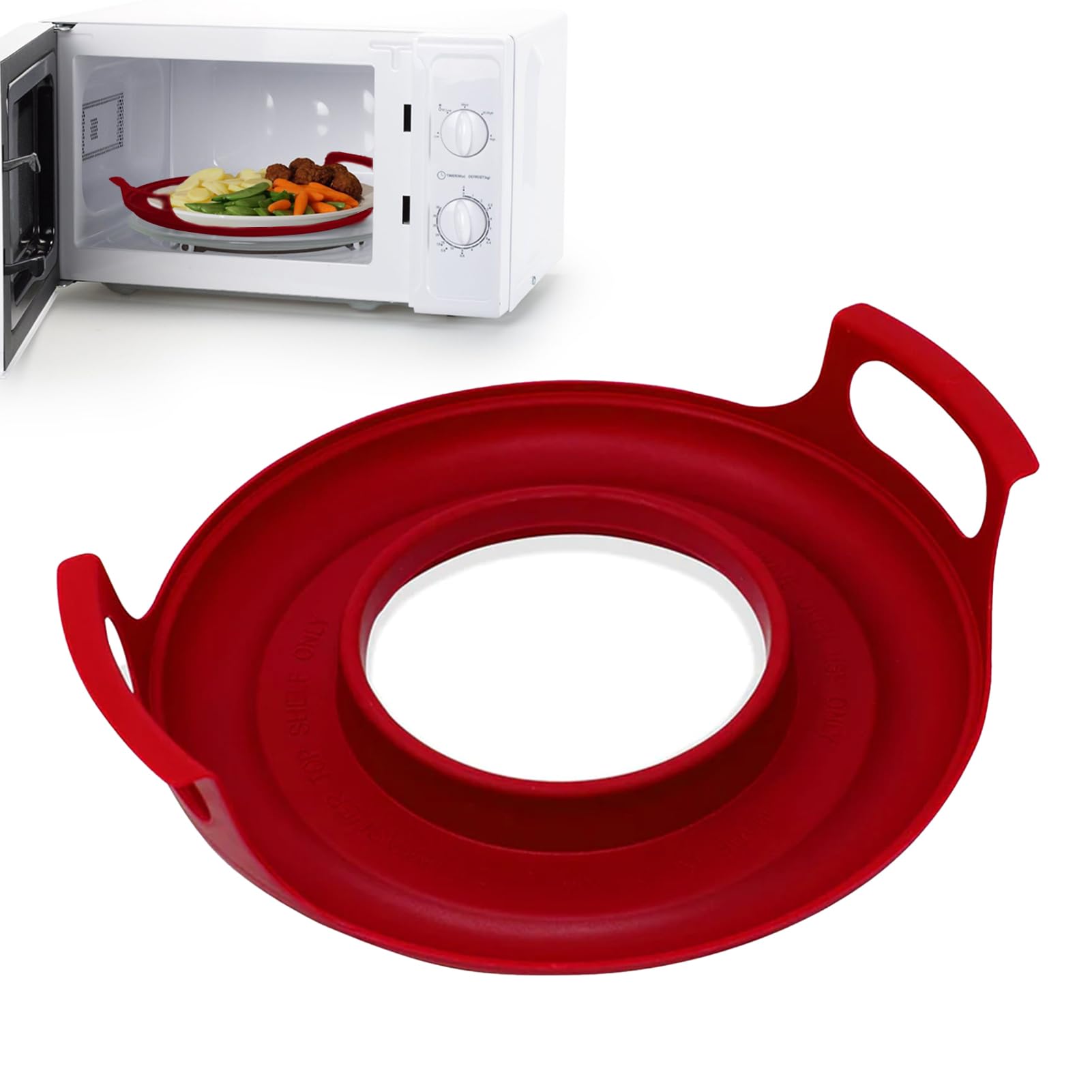 itrimaka Microwave Cools Caddy with Handles, Hot Bowl Holder Microwave Tray, Heat Resistant Carrying Tray, Microwave Plates Carrier Accessories,11.75""