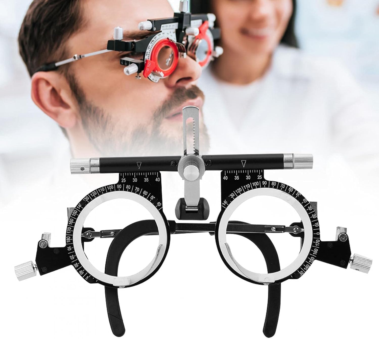Marco de optometría para gafas, marco de lente de prueba óptico ajustable profesional Optometría Gafas para ópticos Herramienta de prueba de anteojos Distancia de la pupila 48-80 mm para examen de agu