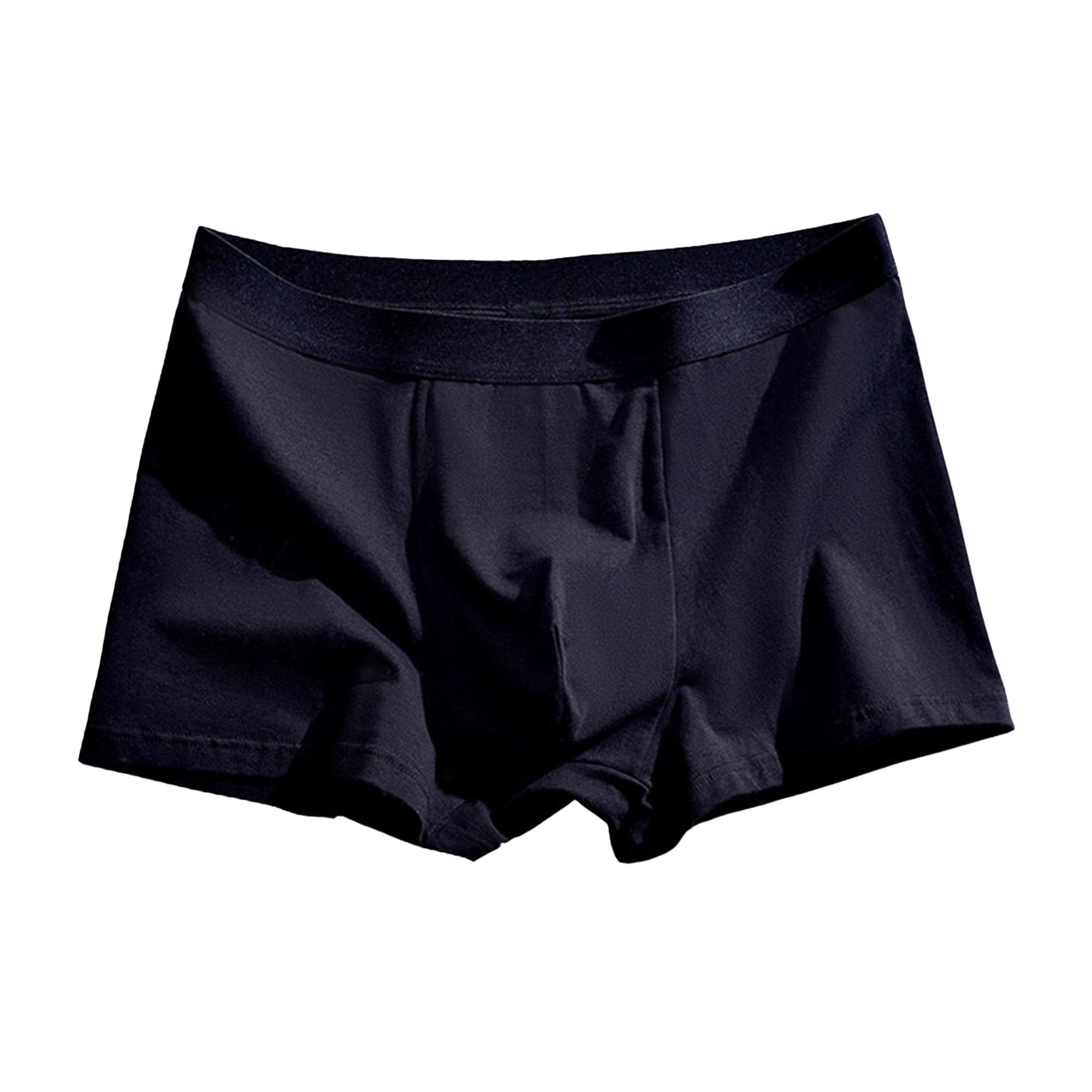 Mens Breathable Solid Color Boxer Underwear Mid-Waist High-Elastic Boxer Briefs Bamboo Underpants Black 1pc 3X-Large