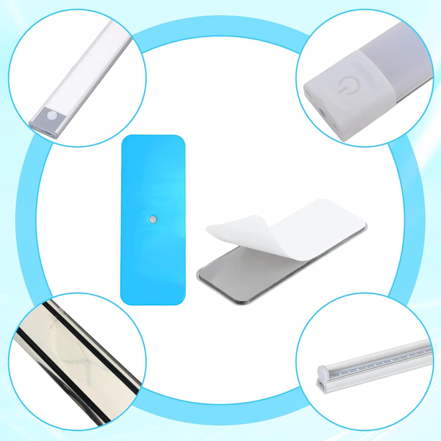 Sliverdew 8 Pack Metal Strips for Magnets Under Cabinet Lights, Replacement Metal Adhesive Backing Plate for Magnets 2.95x1.1 Inch