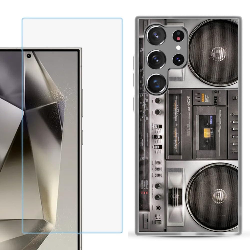 One Tough shield Slim Fit Shockproof Phone Case Compatible with Samsung Galaxy S25 Ultra 5G, with Tempered Glass Screen Protector - Boombox