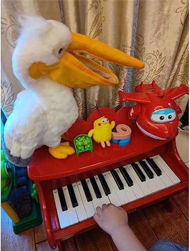 Miniatura 5 de Lindo juguete de peluche con forma de pájaro pelícano, simulación, naturaleza, pájaro, muñeca, regalo de cumpleaños para niños, 16 pulgadas