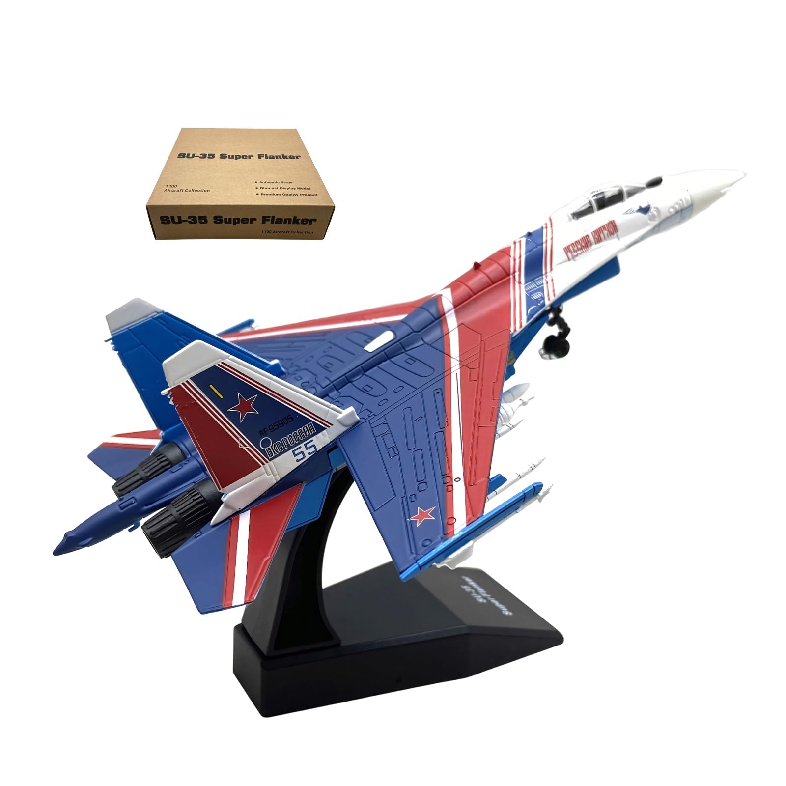 Aereo attacco SU-35 in scala 1/100, modello aereo combattimento metallo pressofuso,collezione, con supporto espositivo, decorazione aeronautica for scrivania ufficio,collezionisti