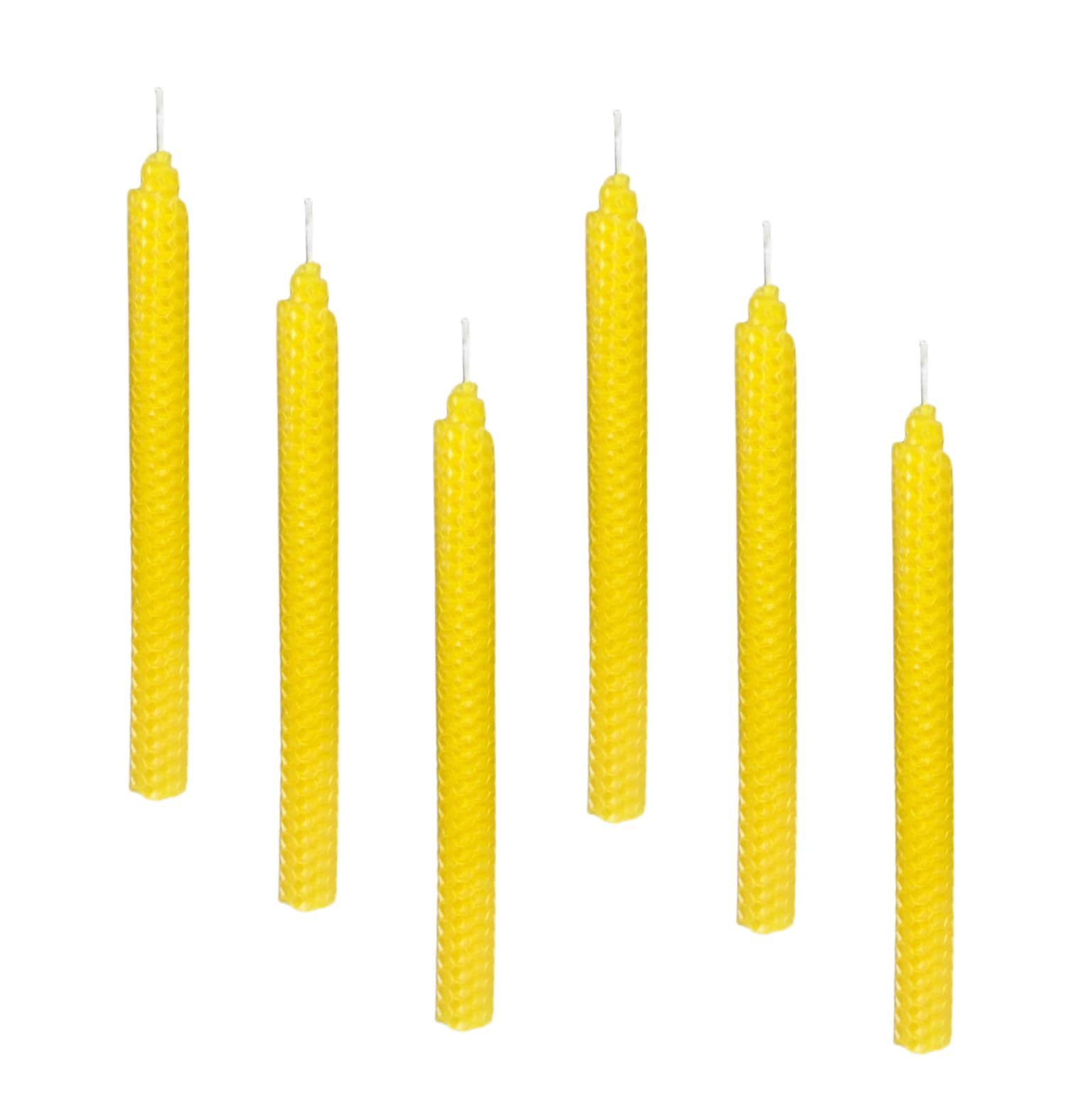 XIANGZHUSet of 6 Yellow Beeswax Taper Candles, Premium Quality Hand-Rolled 9 Inch Smokeless Dripless Uncented Long Candles for Household, Wedding, Party, Home Décor, Holiday, Birthday