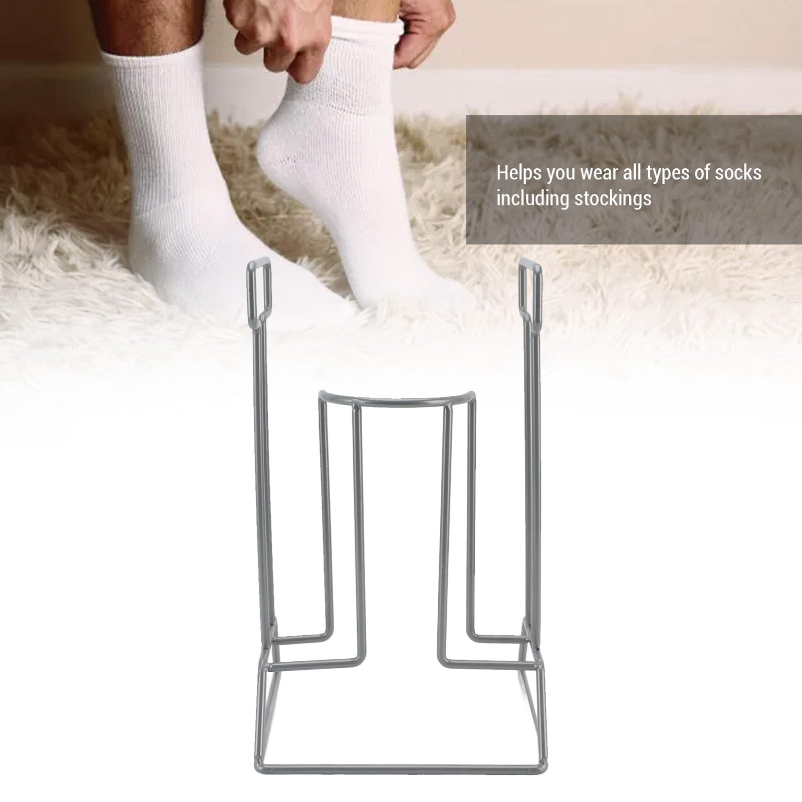 Fyearfly Aide à Mettre des Chaussettes de Compression, des Chaussettes de Stockage de Compression en Acier pour un Plus Grand Appareil, des Femmes Enceintes et des Femmes