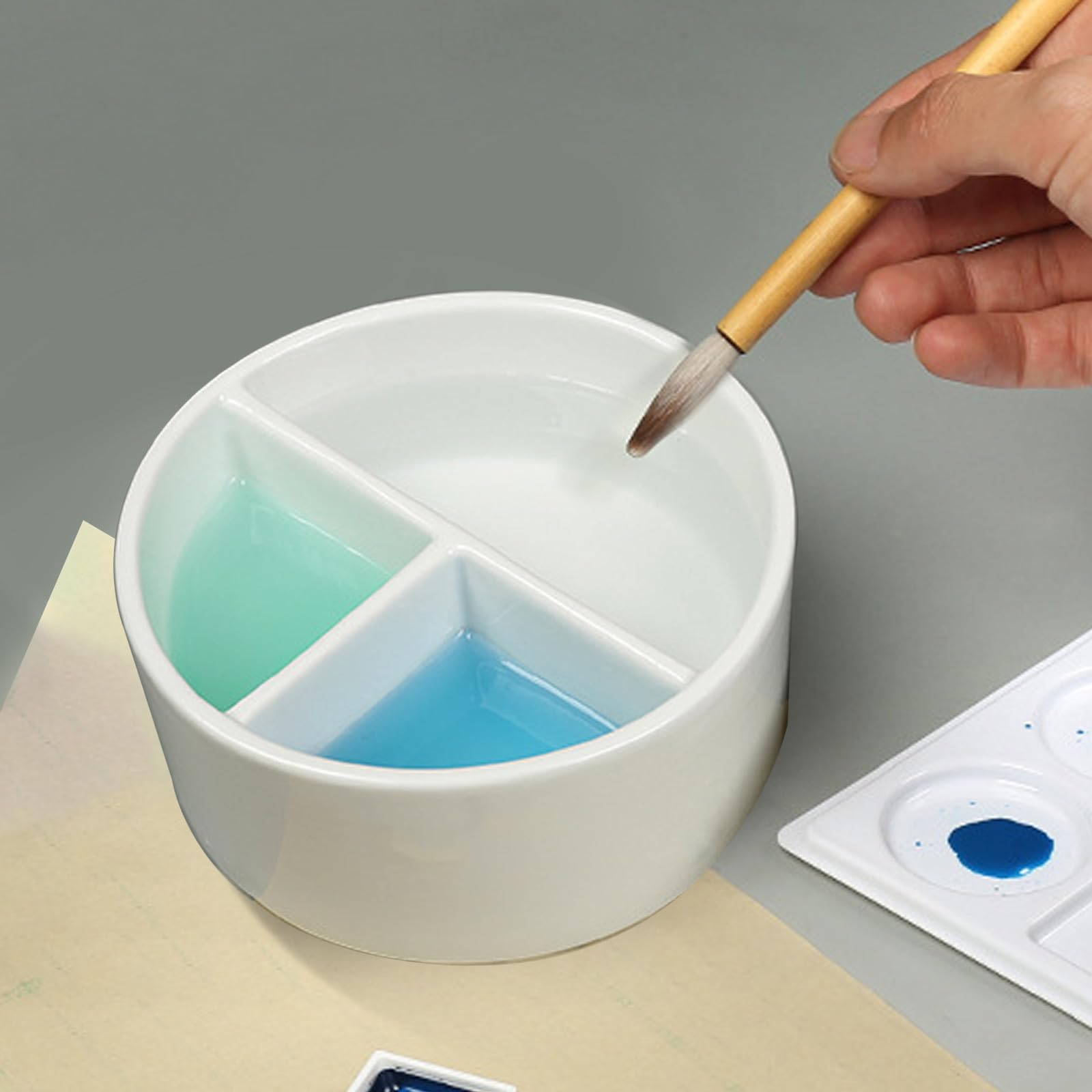 Gran Capacidad Lavadora de Pinceles de Cerámica para Caligrafía